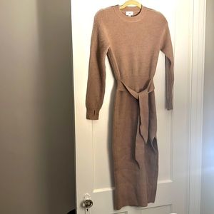 LPS XS BROWN/TAUPE MIDI SWEATER DRESS